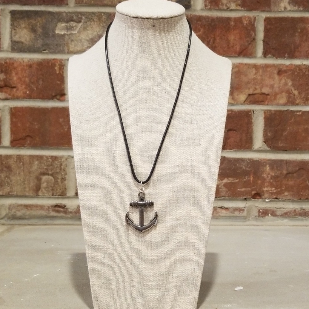 Leather Snake Anchor Necklace